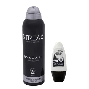اسپری ضد تعریق مردانه استریکس مدل Bvlgari حجم 200 میلی لیتر به همراه رول ضد تعریق Bvlgari حجم 50 میلی لیتر 