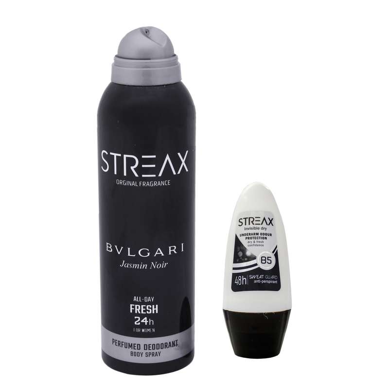 اسپری ضد تعریق مردانه استریکس مدل Bvlgari حجم 200 میلی لیتر به همراه رول ضد تعریق Bvlgari حجم 50 میلی لیتر اسپری ضد تعریق مردانه استریکس مدل Bvlgari حجم 200 میلی لیتر به همراه رول ضد تعریق Bvlgari حجم 50 میلی لیتر