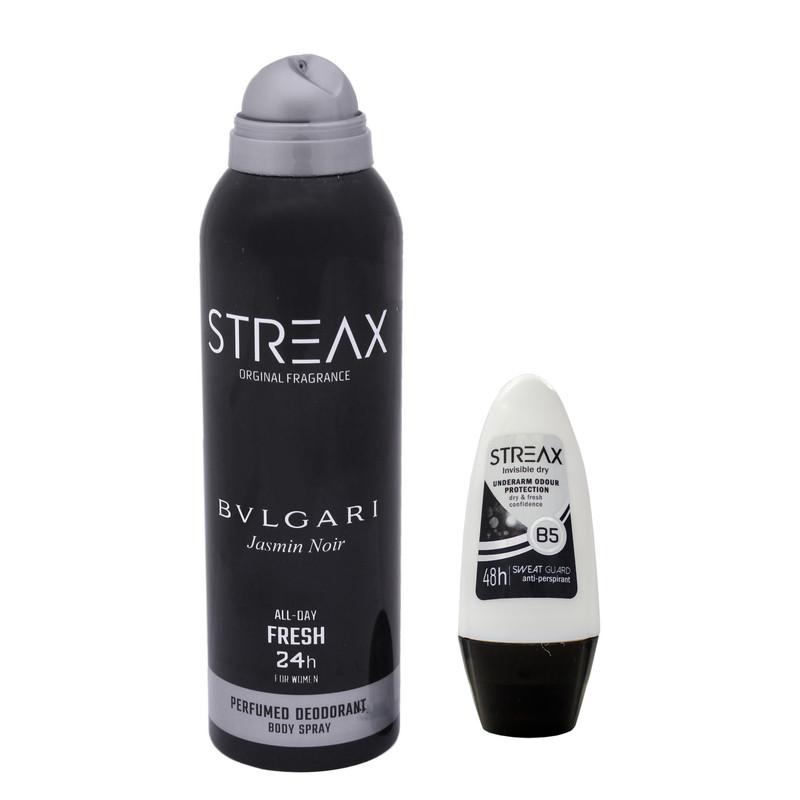 اسپری ضد تعریق مردانه استریکس مدل Bvlgari حجم 200 میلی لیتر به همراه رول ضد تعریق Bvlgari حجم 50 میلی لیتر اسپری ضد تعریق مردانه استریکس مدل Bvlgari حجم 200 میلی لیتر به همراه رول ضد تعریق Bvlgari حجم 50 میلی لیتر
