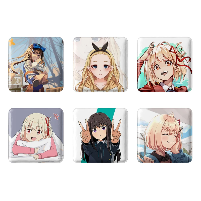 مگنت خندالو طرح انیمه لیکوریس ریکویل Lycoris Recoil کد 1416A مجموعه 6 عددی