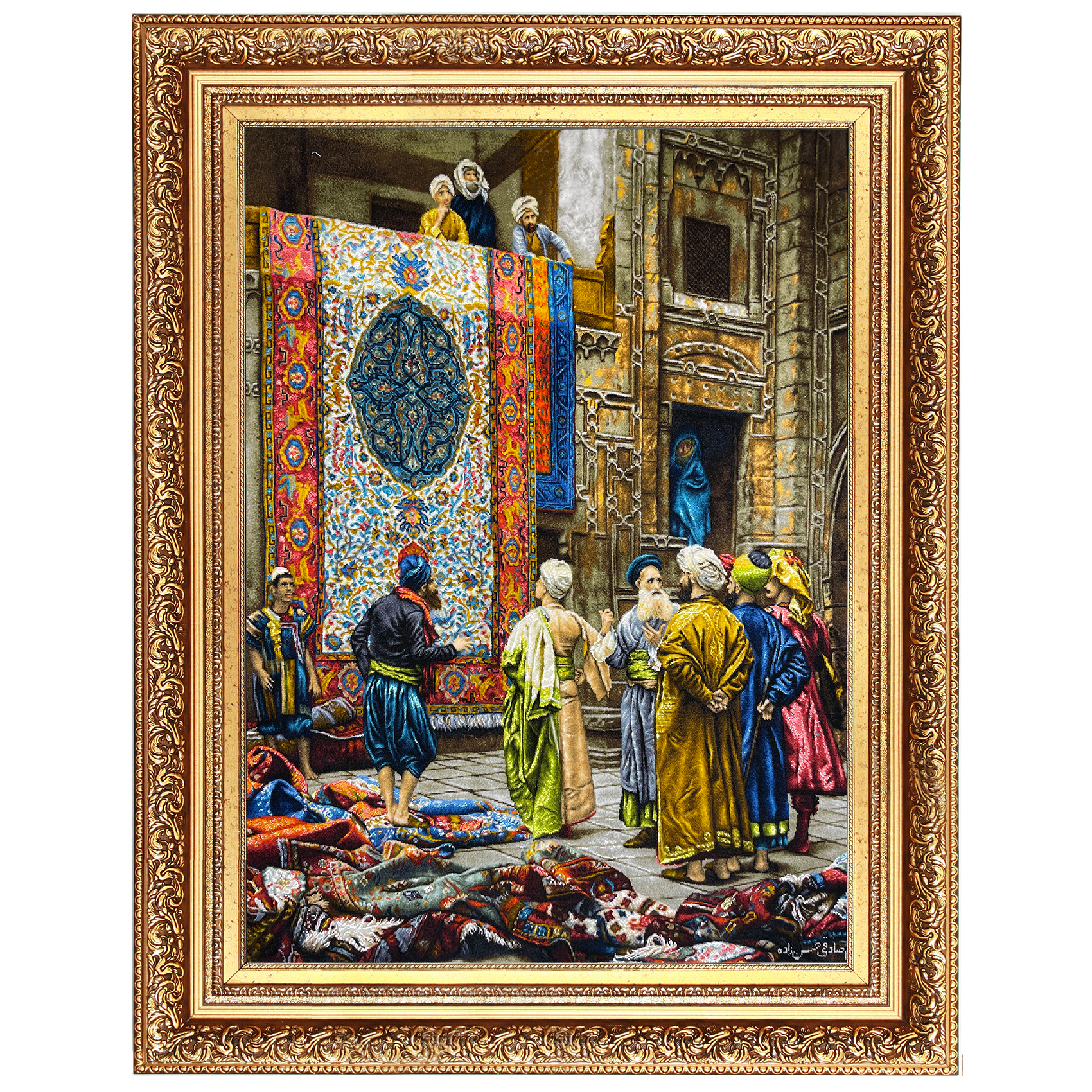 تابلو فرش دستباف مدل بازار قاهره کد 1006