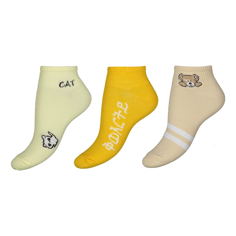 جوراب ساق کوتاه دخترانه مدل CHANE3 مجموعه 3 عددی