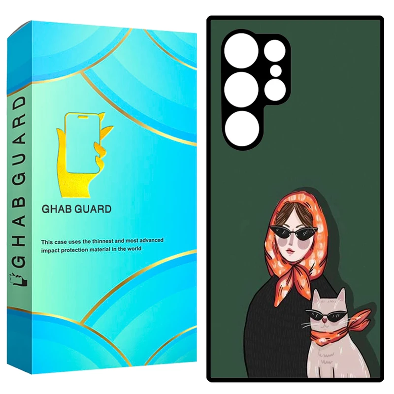 کاور قاب گارد طرح دختر و گربه مدل GCHPS23U مناسب برای گوشی موبایل سامسونگ Galaxy S23 Ultra 5G  