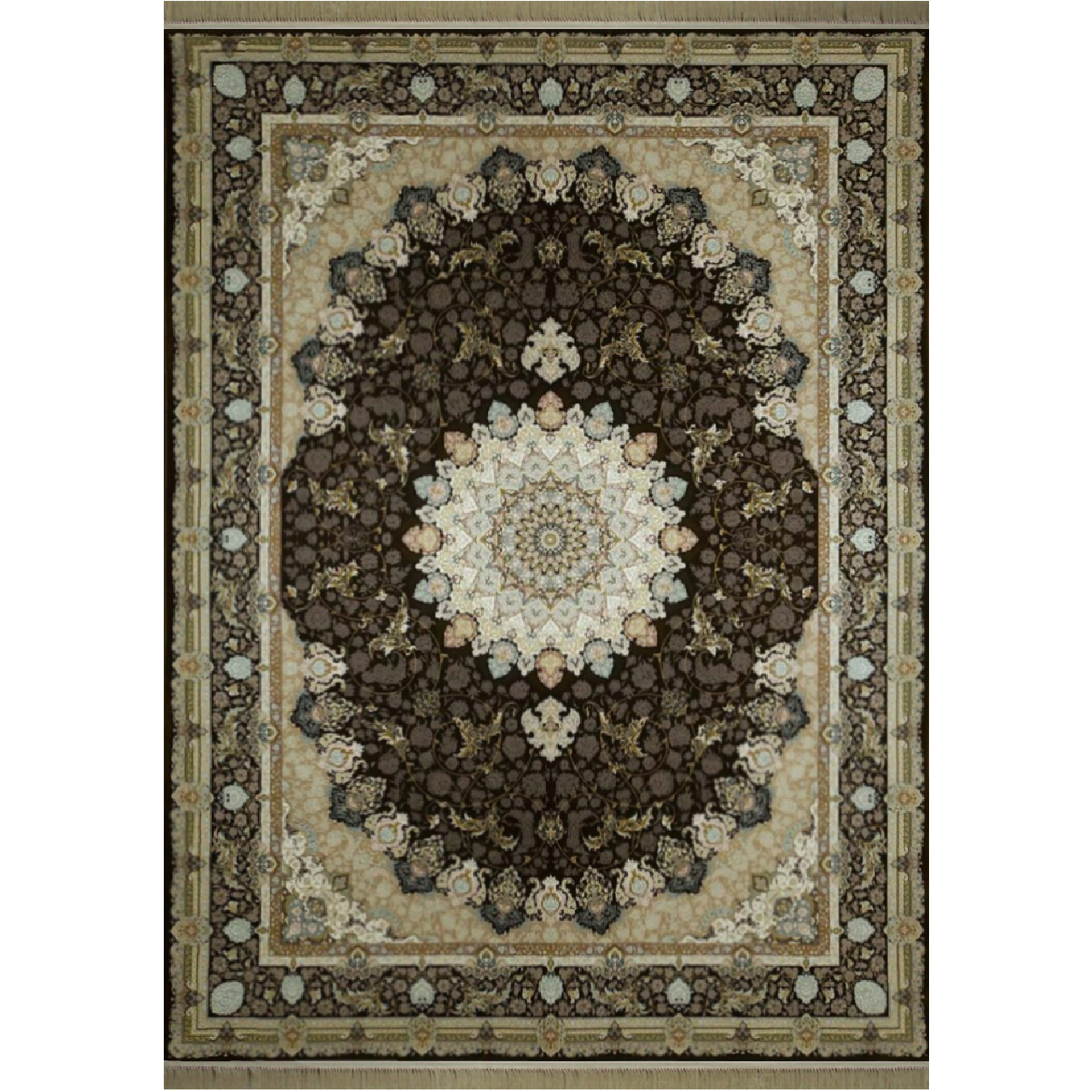 فرش ماشینی کد afrand_55011 زمینه قهوه ای