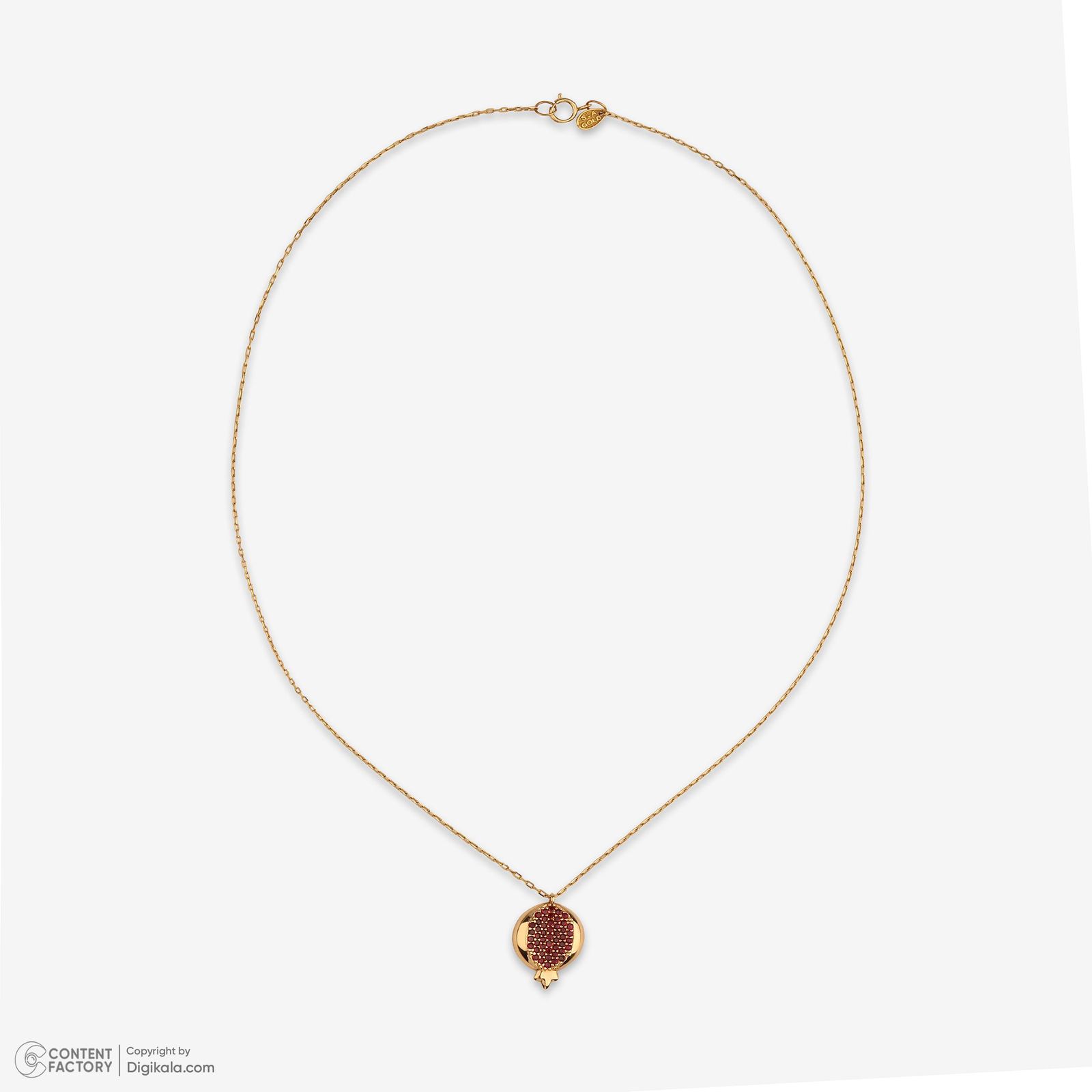 گردنبند طلا 18 عیار زنانه با زنجیر حلقه‌ای (فلامینگو) وی گالری مدل انار نگینی کد NA1559 -  - 2