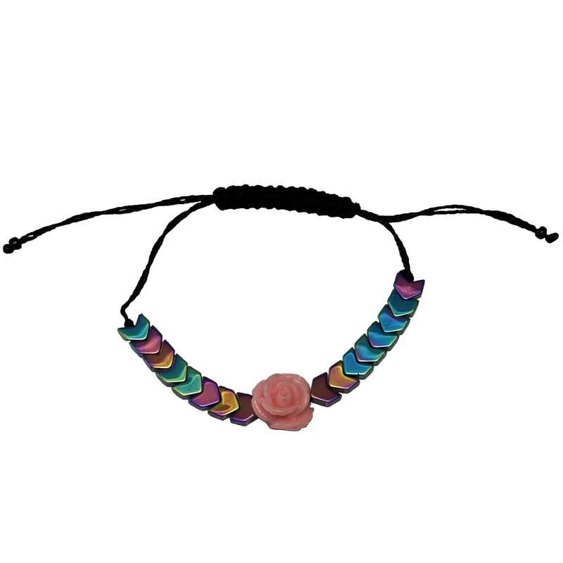 دستبند دخترانه مدل آسانسوری حدید فلش طرح گل کد 110