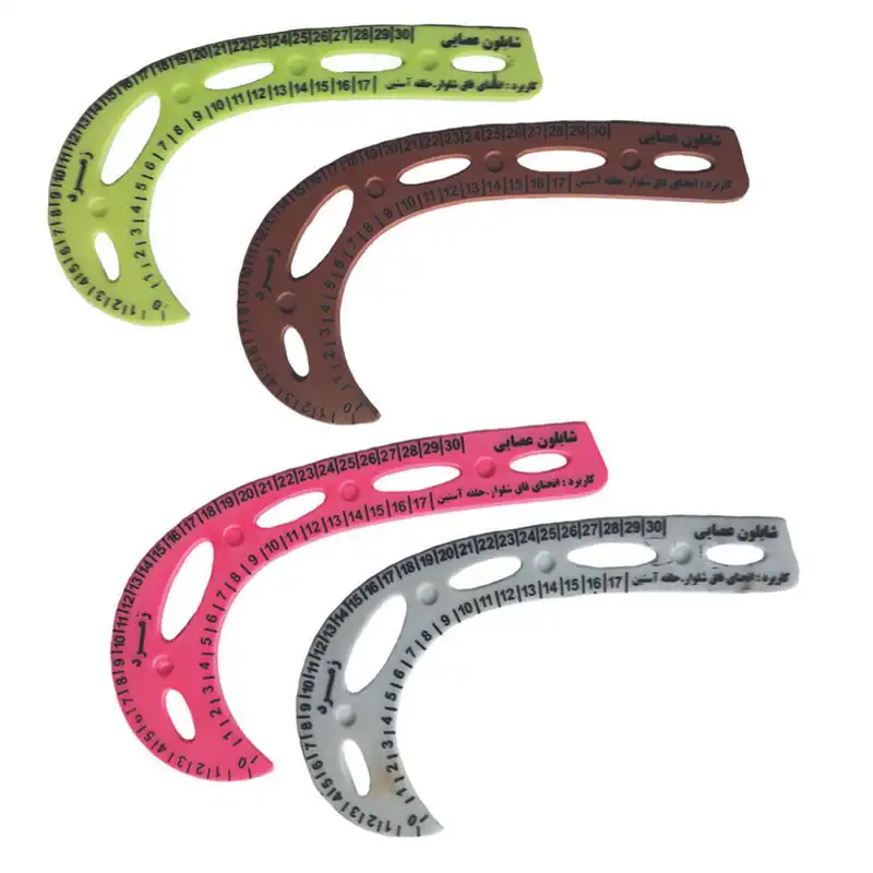 خط کش خیاطی زمرد مدل شابلون عصایی کد ASA4 مجموعه 4 عددی