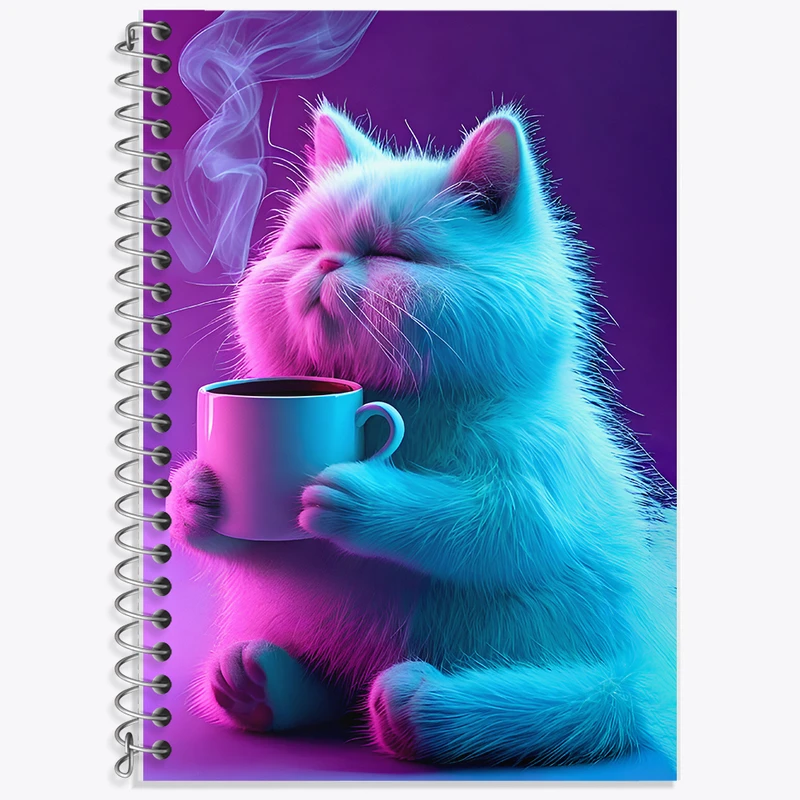 دفتر زبان 50 برگ خندالو مدل سه خط طرح گربه چاق کد F8147