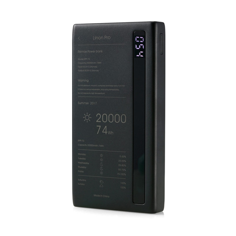 شارژر همراه ریمکس مدل RPP-73 Linon Pro ظرفیت 20000 میلی آمپر ساعت