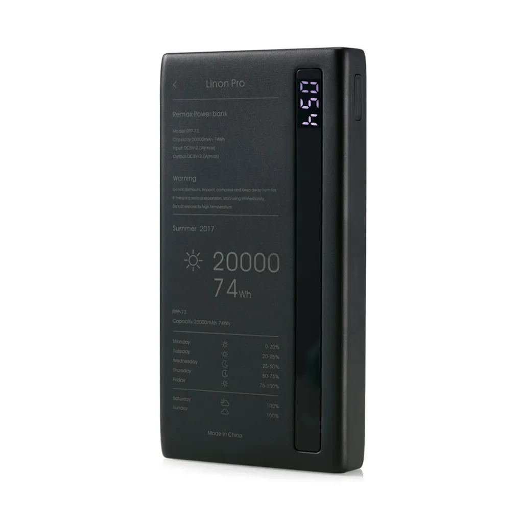 پاوربانک ریمکس مدل RPP-73 Linon Pro ظرفیت 20000 میلی آمپر ساعت