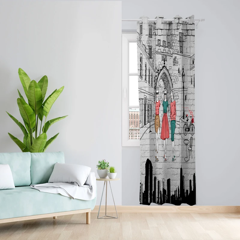 پرده مدل دختر مخمل پانچی کد 2677 سایز 140x280 سانتی متر