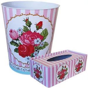 ست سطل و جا دستمال کاغذی روشا مدل English Home کد 01