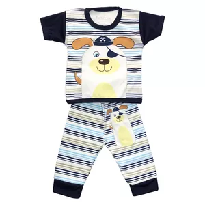 ست تی شرت آستین کوتاه و شلوار نوزادی مدل سگ ملوان کد 064