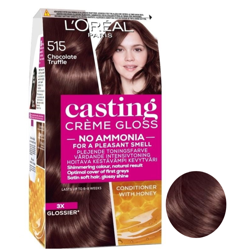 کیت رنگ مو لورآل مدل casting gloss شماره 515 حجم 48 میلی لیتر رنگ شکلاتی مخملی
