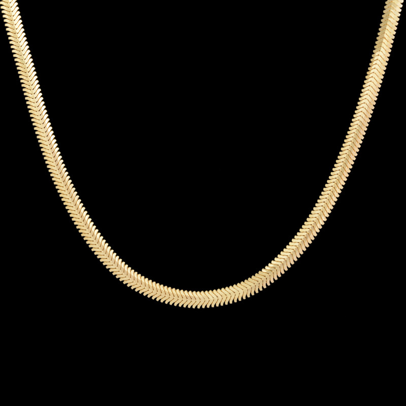 زنجیر طلا 18 عیار زنانه طلای مستجابی مدل هرینگبون سه بعدی کد M40