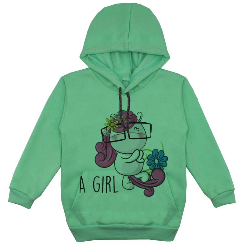 هودی دخترانه مدل تکشاخ F63 رنگ سبز