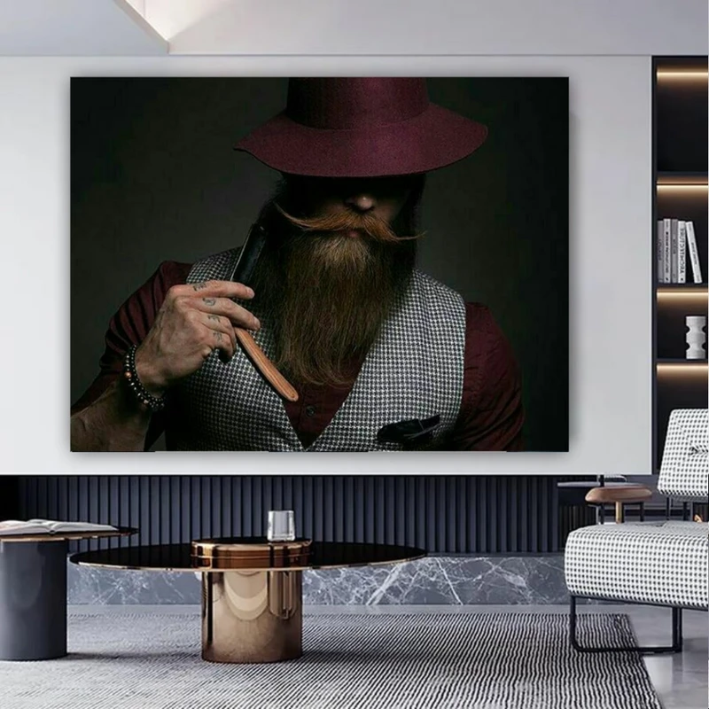 تابلو بوم طرح مخمل استایل کلاسیک مدل مرد جنتلمن کد PY551