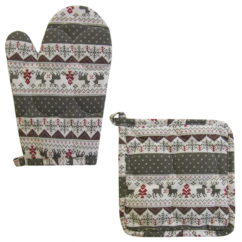 دستگیره و دستکش فر هوم اند لایف مدل پاتریکا طرح گوزن کد 750007 بسته 2 عددی