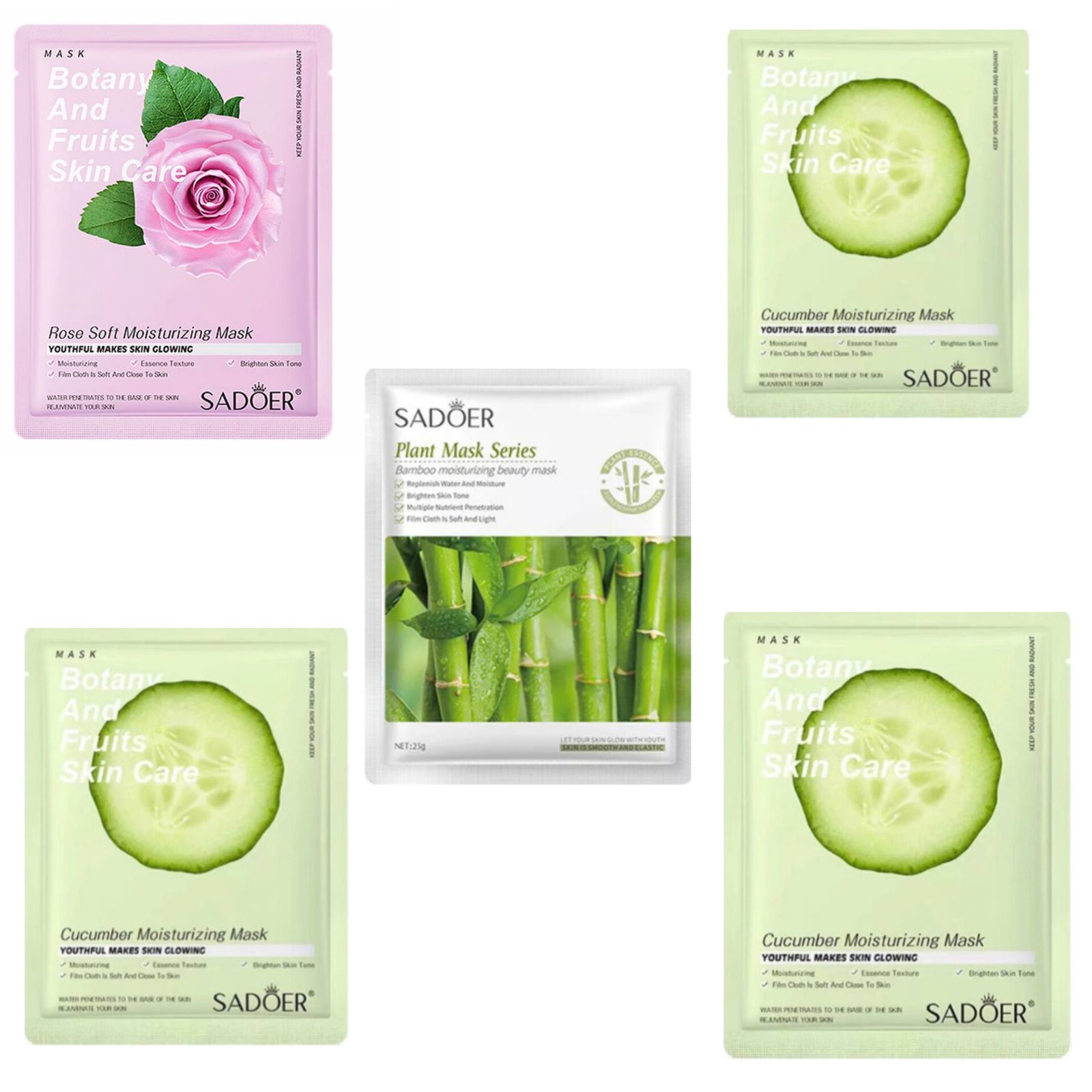 ماسک صورت سادور مدل خیار و بامبو حجم 25 میلی لیتر بسته 5 عددی - - 1