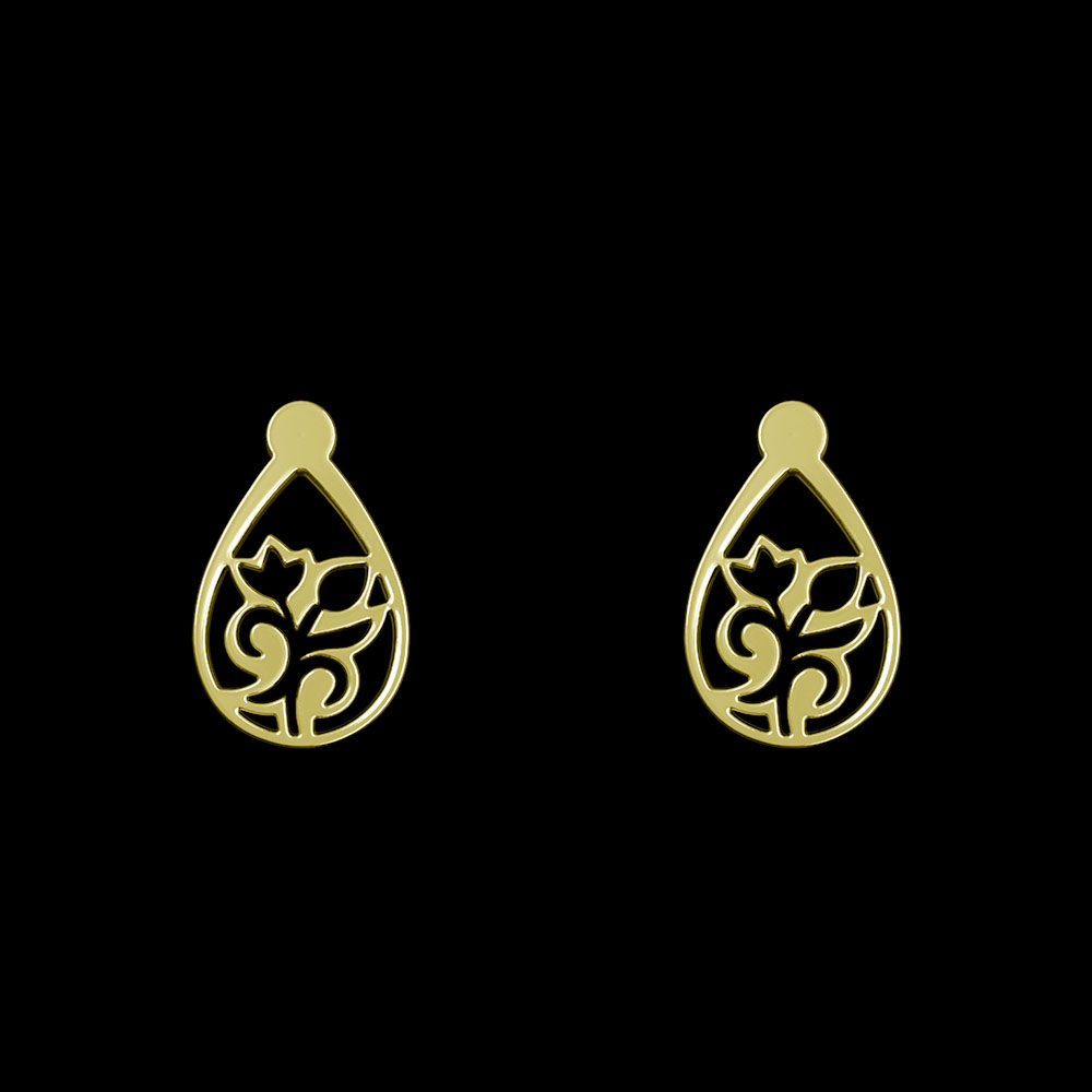 گوشواره طلا 18 عیار زنانه مدوپد مدل گل کد GA1-10577