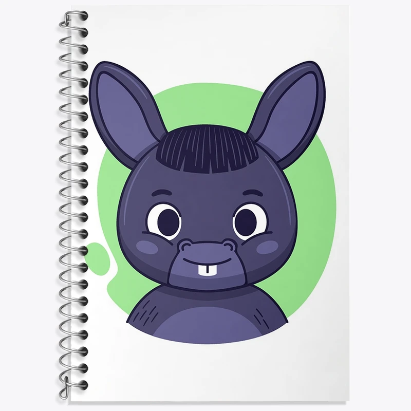 دفتر زبان 50 برگ خندالو مدل سه خط طرح الاغ حیوانات بامزه کد 37149