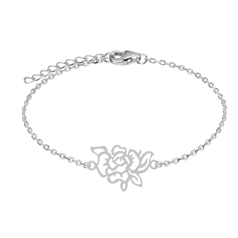 دستبند زنجیری زنانه هایکا طرح گل کد zd.h 419