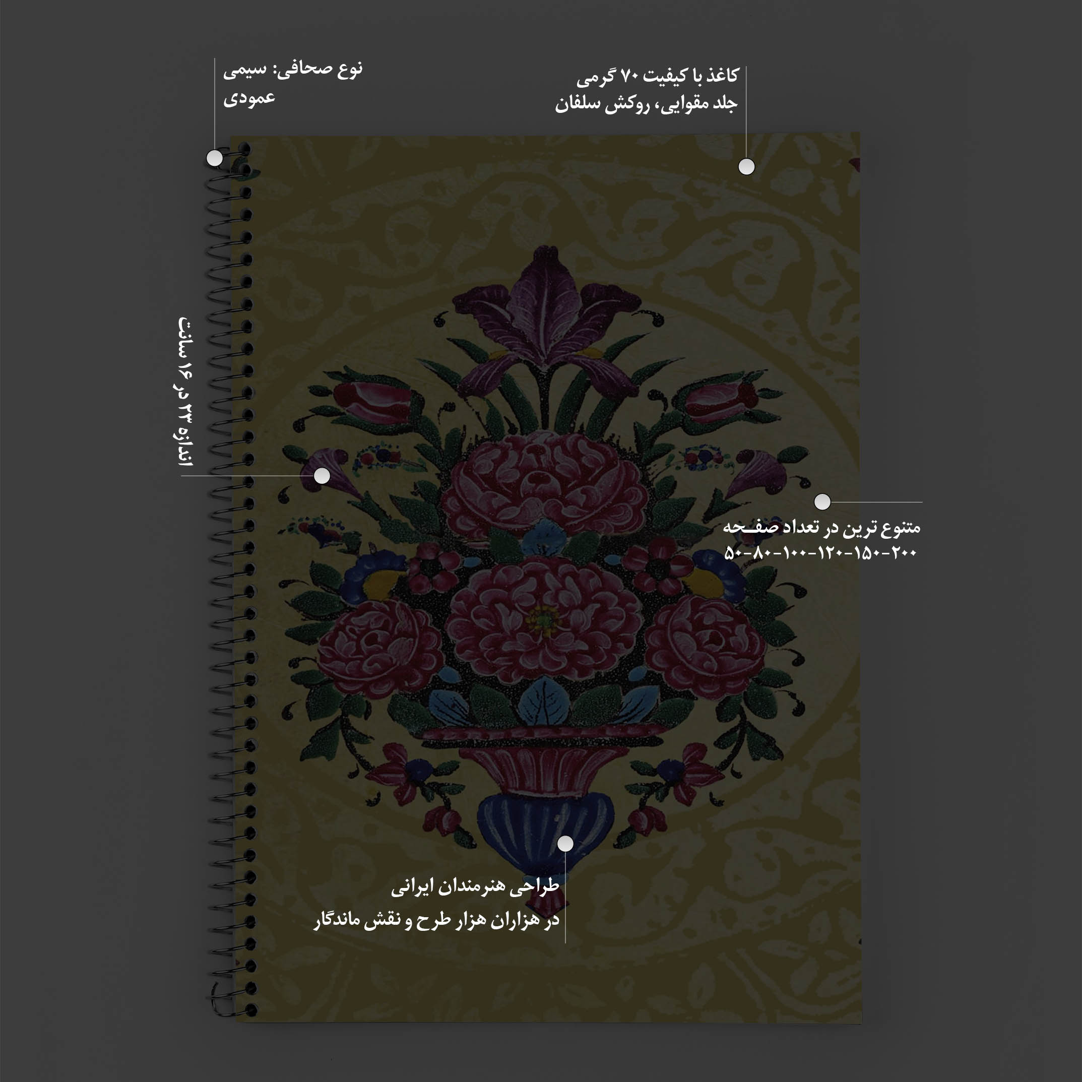 دفتر مشق مدوپد طرح هدهد شب مدل png00150