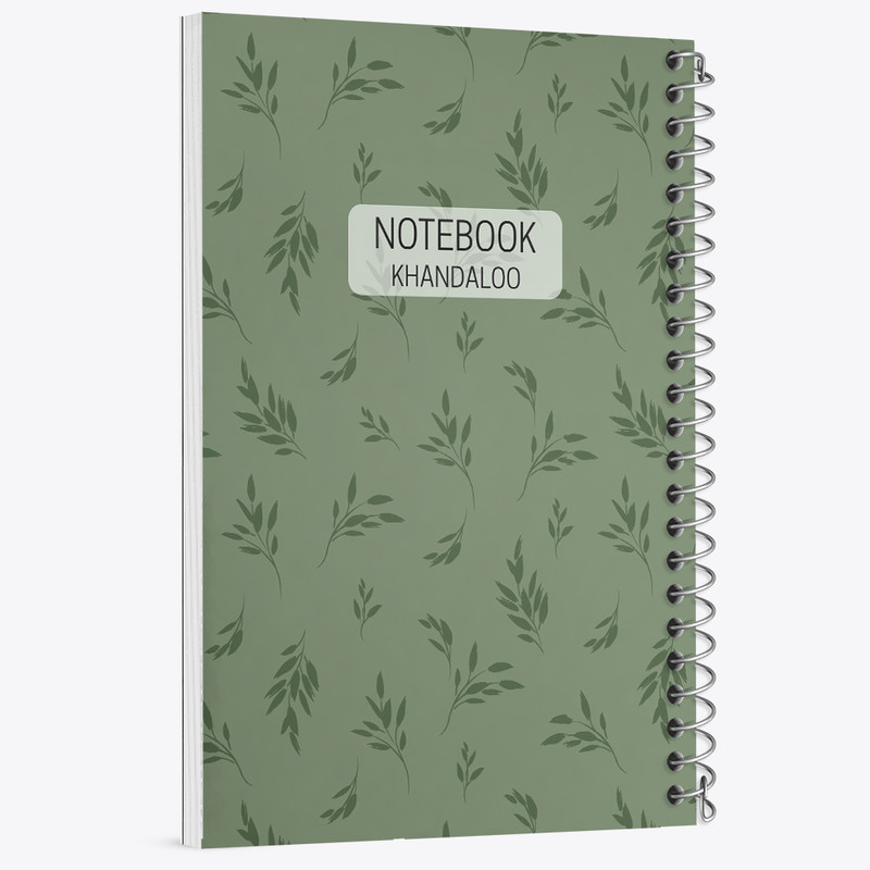 دفتر مشق 100 برگ خندالو طرح مینیمال برگ سبز کد N572