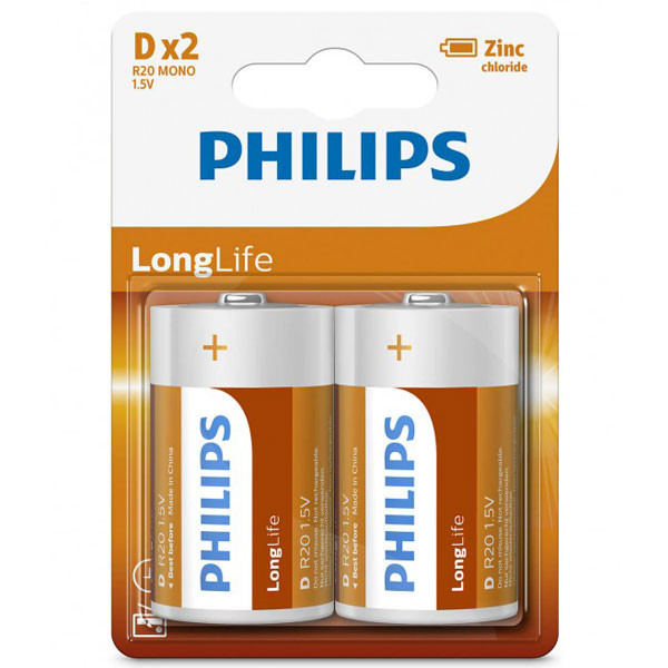 باتری D فیلیپس مدل R20L2B/97 بسته 2 عددی