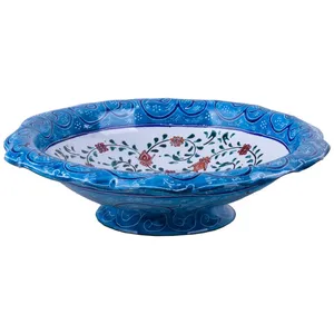 کاسه میناکاری بیگی طرح پیچان سفید مدل 00-08 قطر 12 سانتی متر