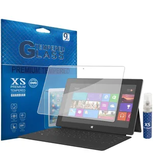 محافظ صفحه نمایش شیشه ای ایکس اس مدل تمپرد مناسب برای تبلت مایکروسافت Surface Pro 4 به همراه اسپری پاک کننده صفحه XS