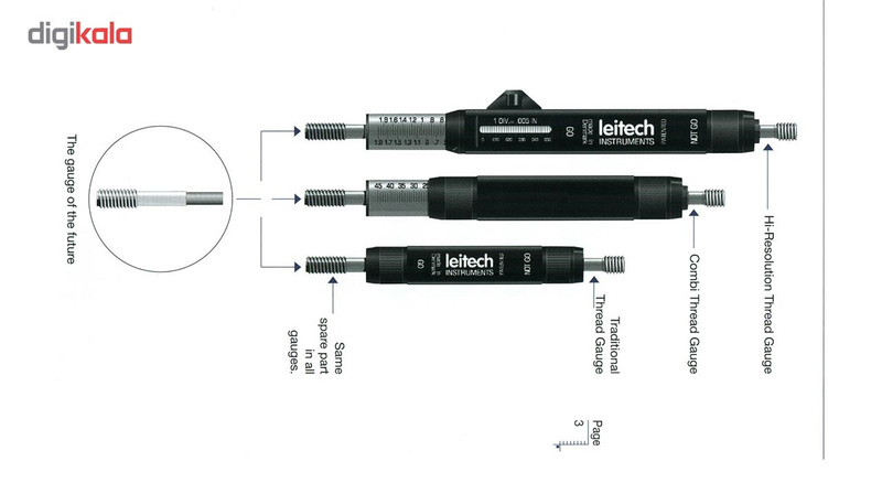 گیج برو نرو توپی پیچی با عمق سنج لایتک مدل کمبی سایز M10 - 6H