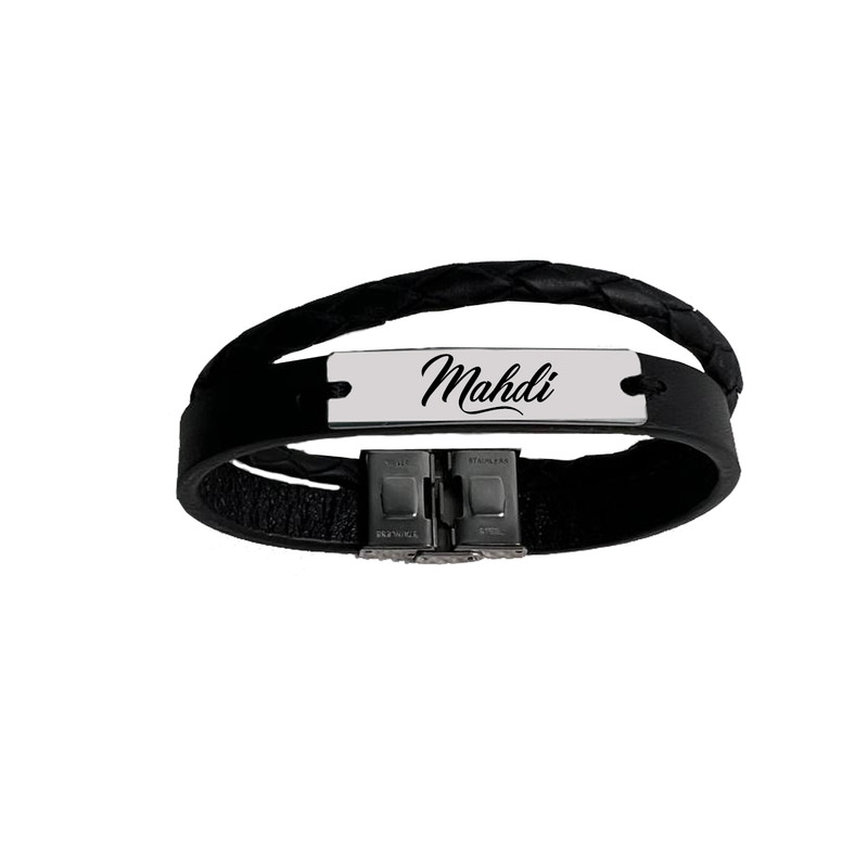 دستبند مردانه مدل پلاک استیل طرح Mahdi