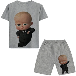 ست تی شرت آستین کوتاه و شلوارک پسرانه مدل بچه رییس n39