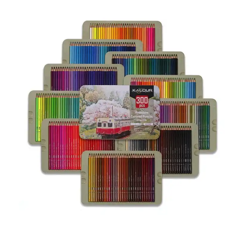 مداد رنگی 300 رنگ کالور مدل جعبه فلزی