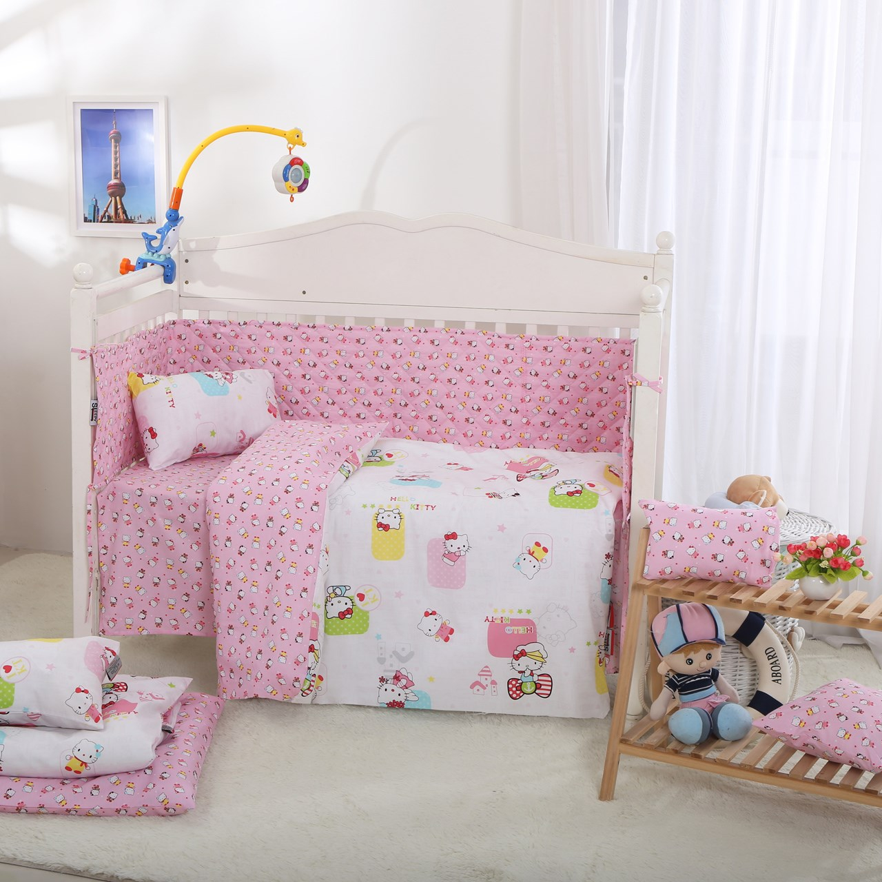 سرویس نوزادی 6 تکه طرح HELLO KITTY AND SQUARE اسلیپی