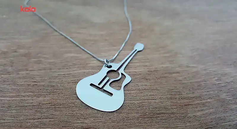 گردنبند نقره ترمه مدل گیتار ASE1