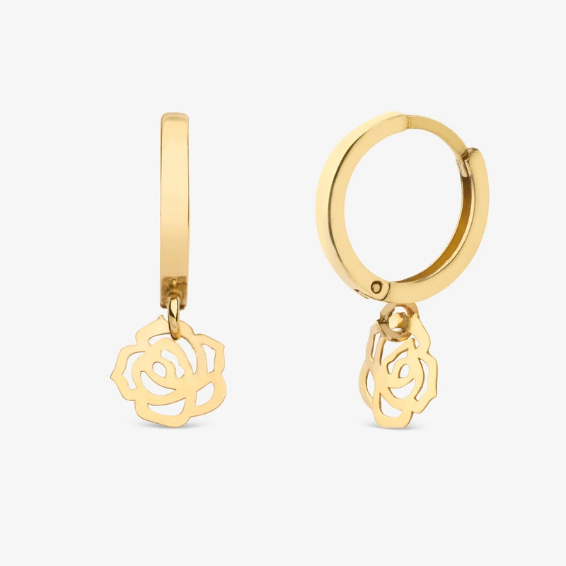 گوشواره حلقه‌ای طلا کم اجرت  18 عیار زنانه گالری طلا و جواهر هانی مدل رز