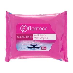 دستمال مرطوب پاک کننده آرایش فلورمار مدل انواع پوست بسته 20 عددی