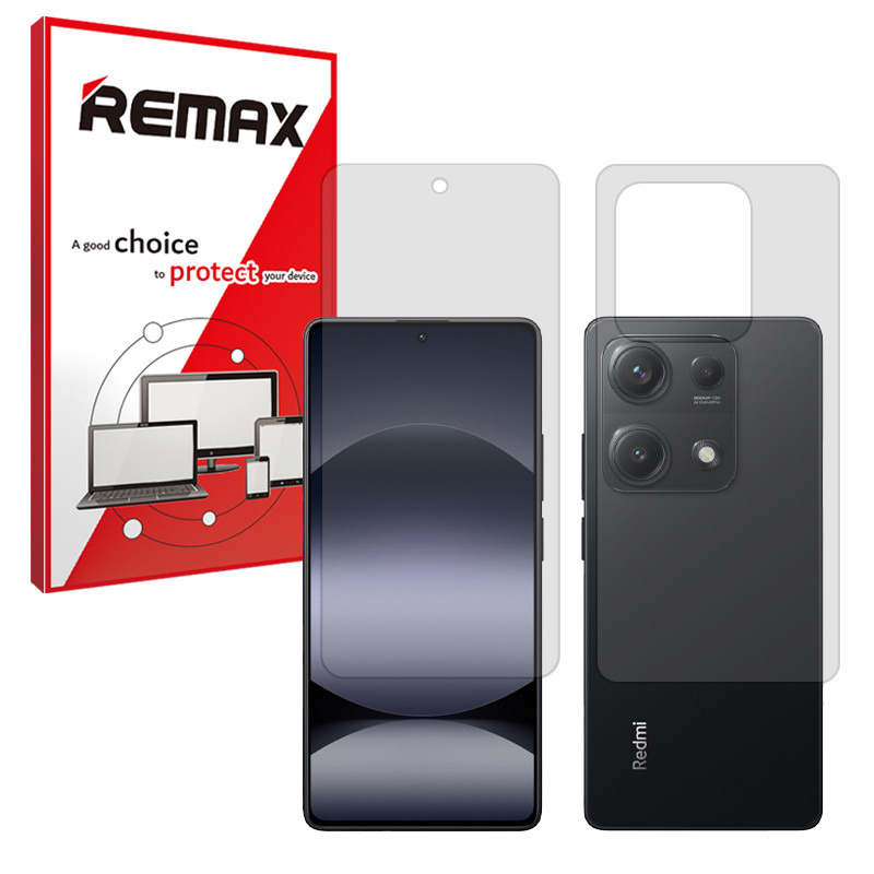 محافظ صفحه نمایش شفاف ریمکس مدل Resistant مناسب برای گوشی موبایل شیائومی Redmi Note 14S به همراه محافظ پشت گوشی
