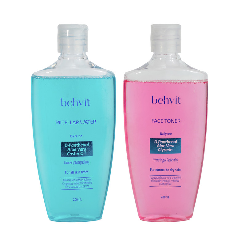 میسلارواتر به ویت مدل Aloe vera مناسب برای انواع پوست حجم 200 میلی لیتر به همراه تونر پاک کننده به ویت مدل aloe vera مناسب برای پوست خشک حجم 200میلی لیتر