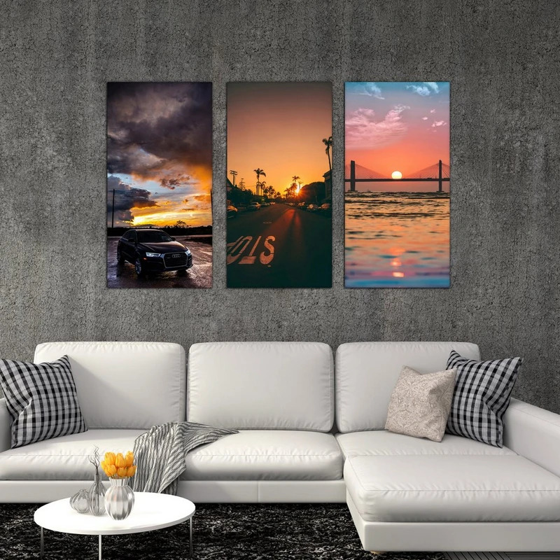 تابلو شاسی بکلیت طرح غروب دل انگیز مدل SH-524 مجموعه 3 عددی