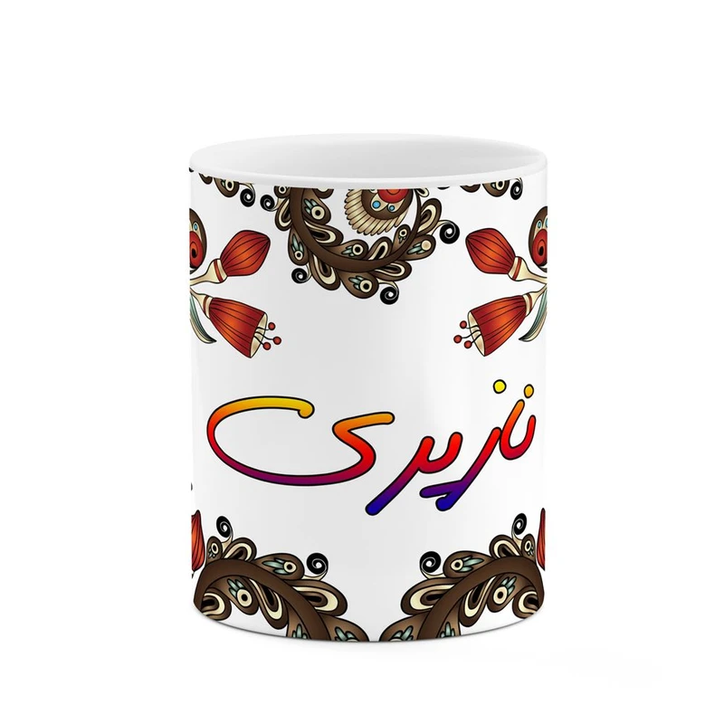 ماگ کاکتی مدل اسم نازپری طرح سنتی گل و بته کد mgh47919
