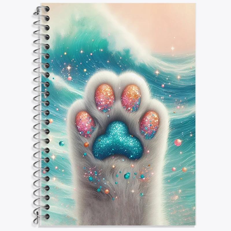 دفتر زبان 50 برگ خندالو مدل دو خط طرح پنجه ی کیوت گربه  کد F6082