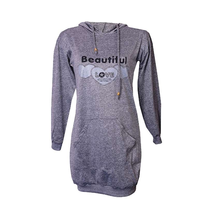 هودی دخترانه مدل  MA.TOO-GHALB.NOGHRE.ALVI823 رنگ طوسی