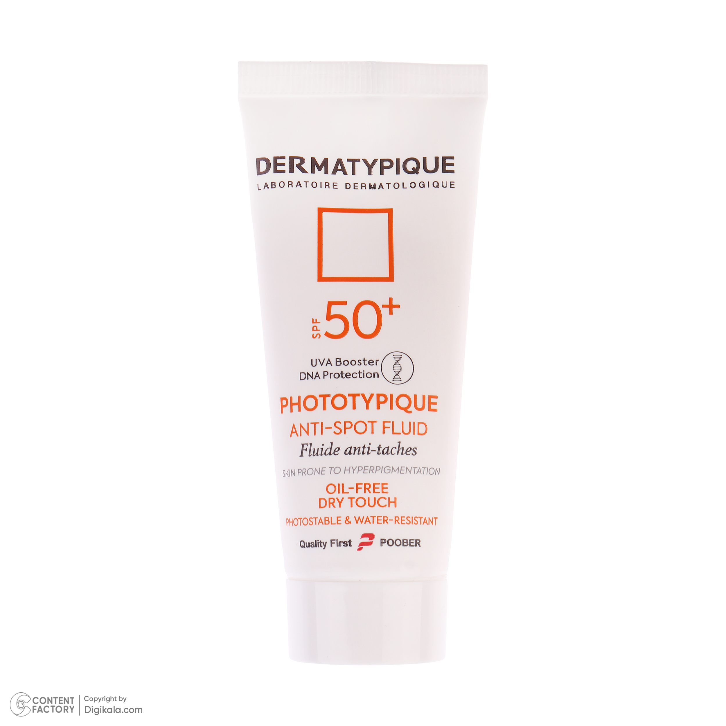 فلوئید ضد آفتاب بدون رنگ درماتیپیک مدل anti taches محافظ UVA،UVB مناسب برای انواع پوست حجم 40 میلی لیتر