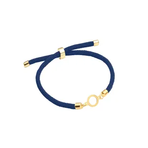 دستبند طلا 18 عیار بچگانه با بند بافت ماوی گالری مدل دایره