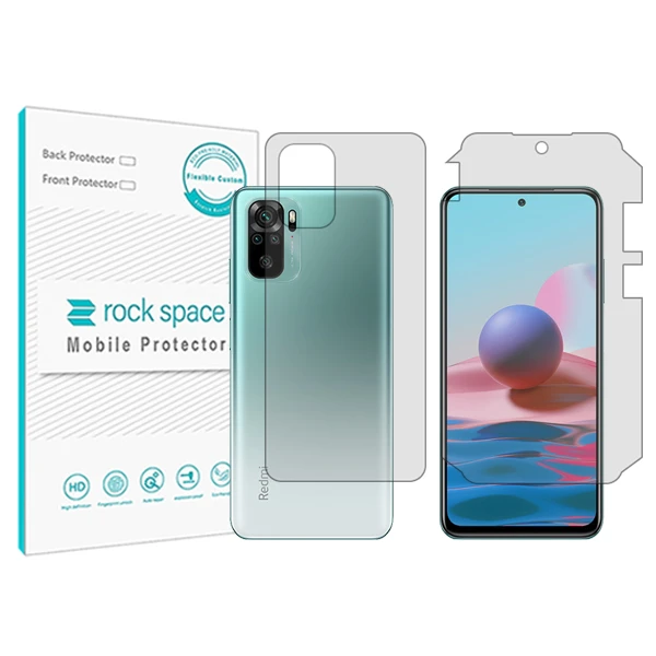 محافظ صفحه نمایش شفاف راک اسپیس مدل HyGEL مناسب برای گوشی موبایل شیائومی Redmi Note 10 به همراه محافظ پشت