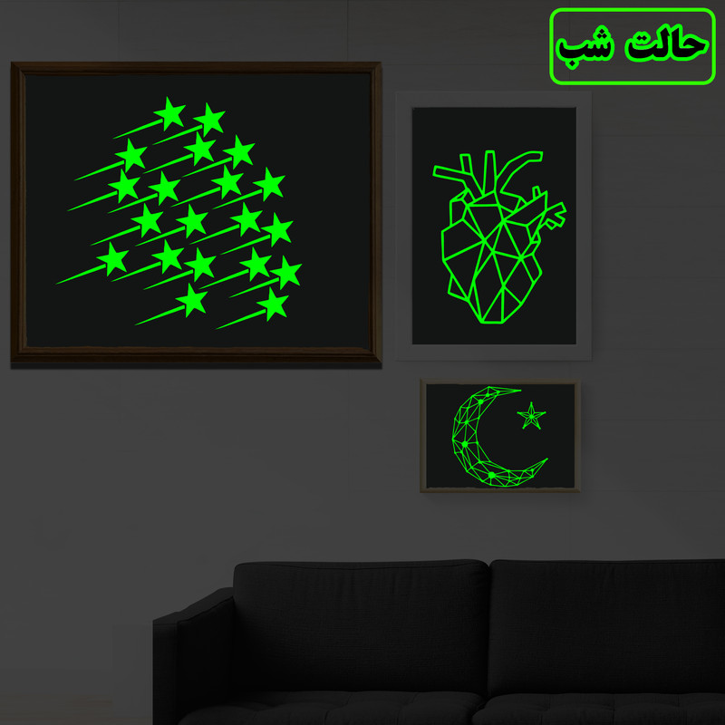 استیکر دیواری کودک مدل شبنما طرح ستاره دنباله دار بسته 20 عددی