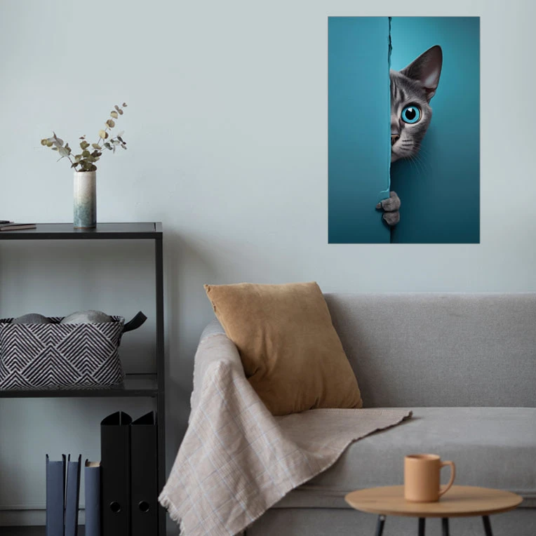 پوستر گوفی مدل گربه بازیگوش کیوت و بامزه طرح Cute Cat کد PEEK12